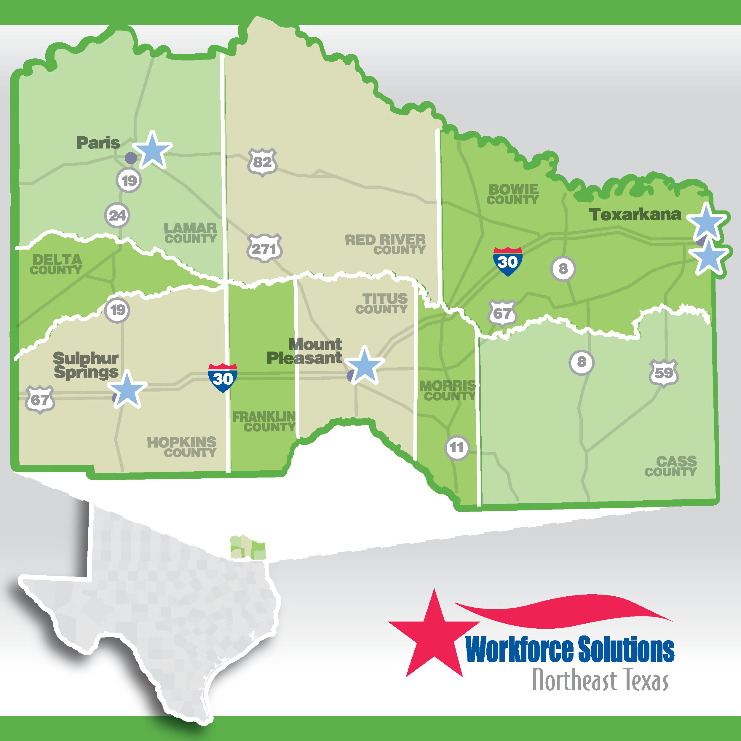 Map of center locations